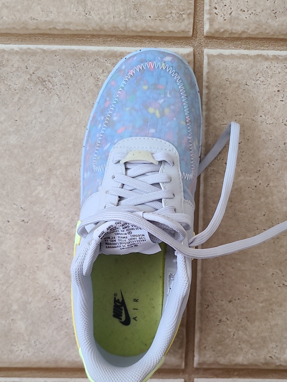 Nike AIR FORCE ONE Sneaker with Pastel Speckled Blue Upper